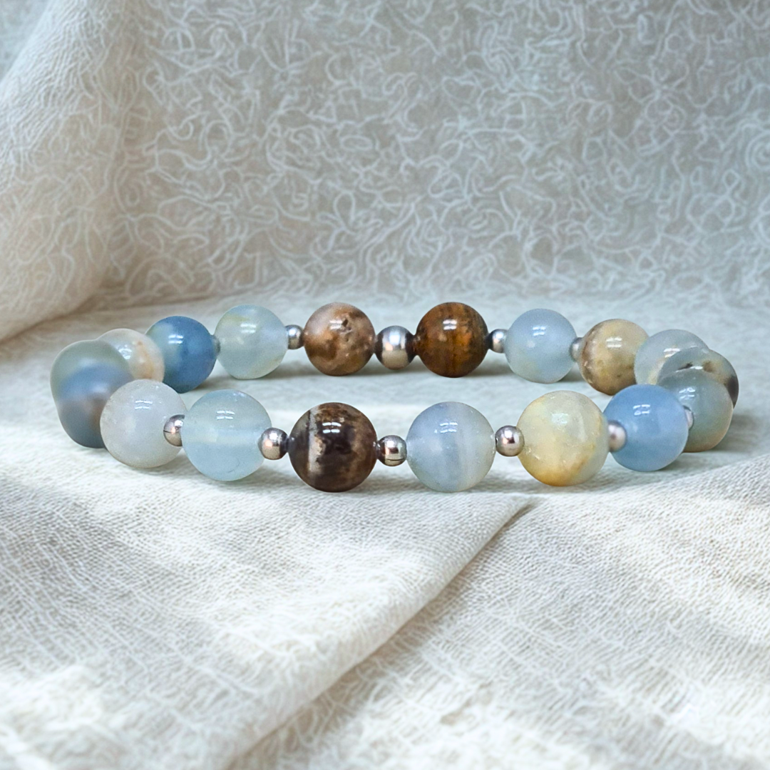 Bracelet en Calcite bleue et Aragonite