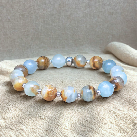 Bracelet en Calcite bleue et Aragonite