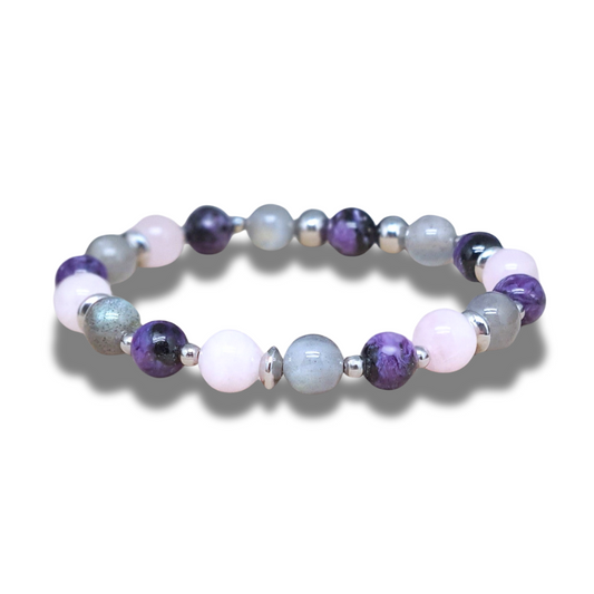 Bracelet en Charoïte, Morganite et Labradorite