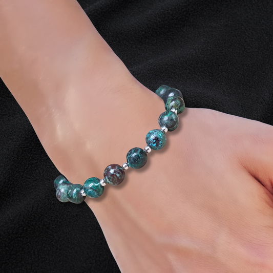 Bracelet en Chrysocolle avec Malachite et Azurite