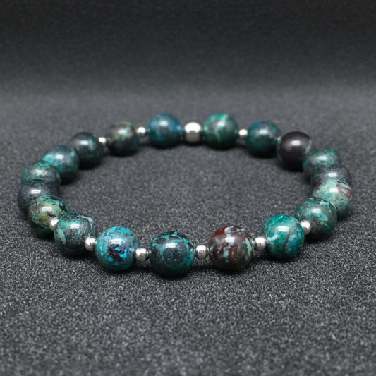 Bracelet en Chrysocolle avec Malachite et Azurite
