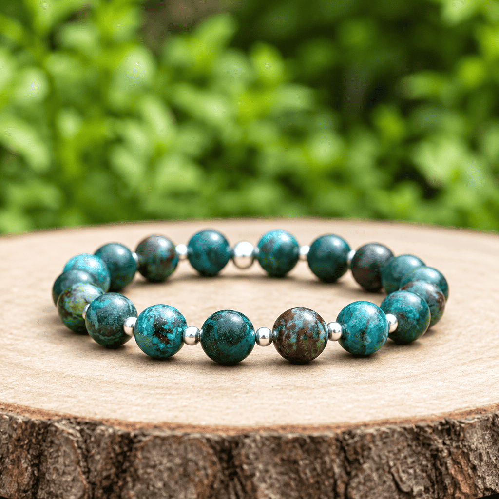 Bracelet en Chrysocolle avec Malachite et Azurite - 15