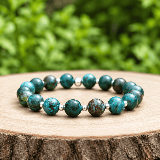 Bracelet en Chrysocolle avec Malachite et Azurite