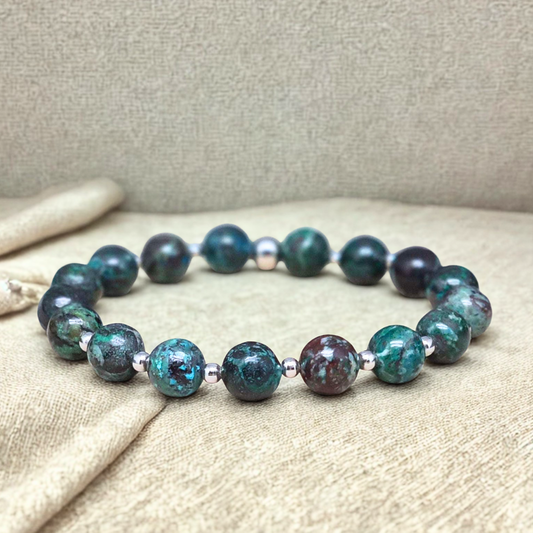 Bracelet en Chrysocolle avec Malachite et Azurite