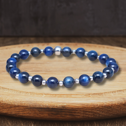 Bracelet en Cyanite bleue 6mm