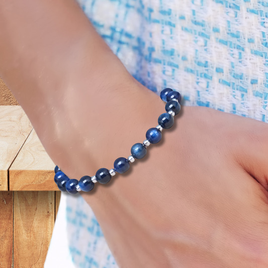 Bracelet en Cyanite bleue 6mm