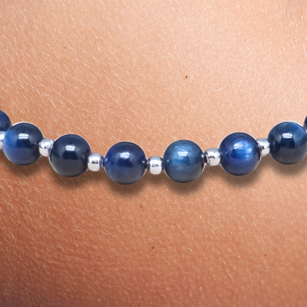 Bracelet en Cyanite bleue 6mm