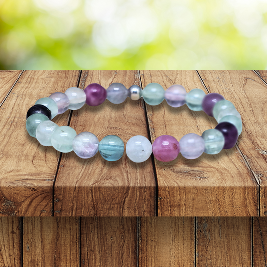 Bracelet en Fluorite Arc en Ciel 6 ou 8mm au choix