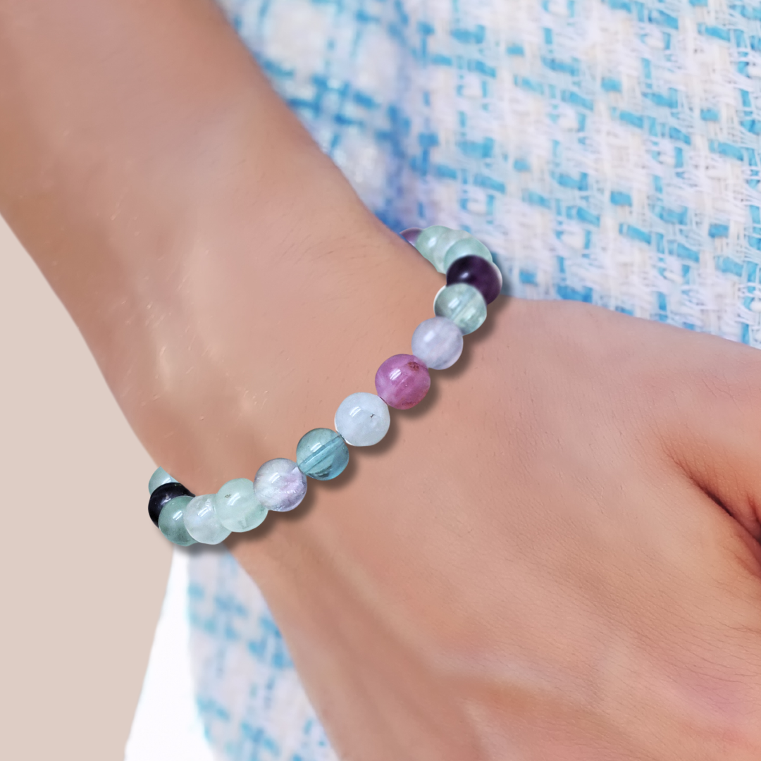Bracelet en Fluorite Arc en Ciel 6 ou 8mm