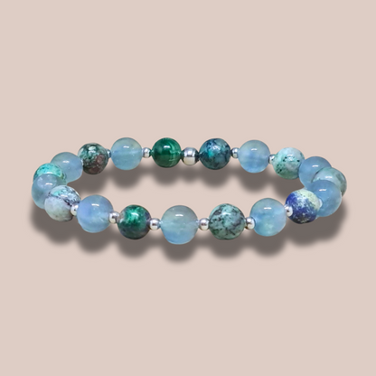 Bracelet en Fluorite bleue et Chrysocolle