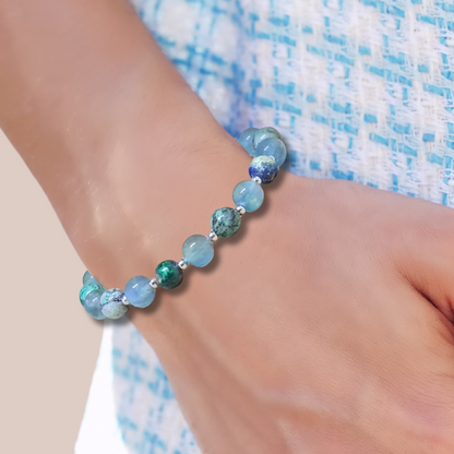 Bracelet en Fluorite bleue et Chrysocolle