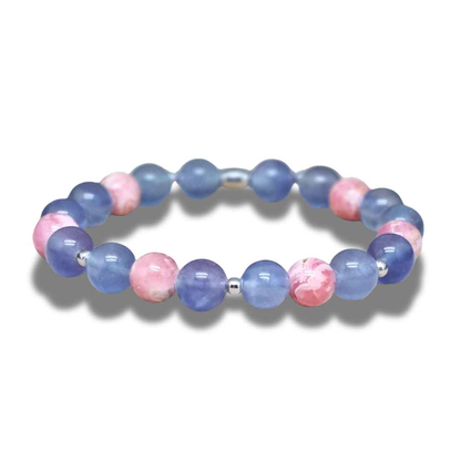 Bracelet en Fluorite bleue et Rhodochrosite