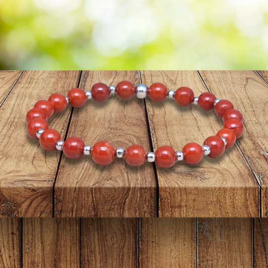 Bracelet en Jaspe Rouge 6 ou 8mm au choix