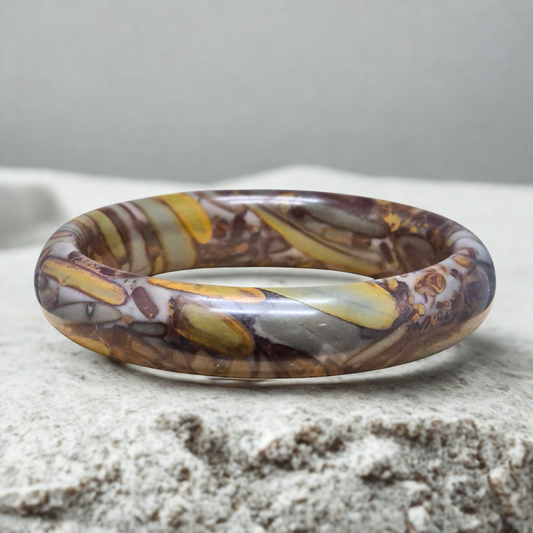 Bracelet jonc en Jaspe Bambou (BR402-1)