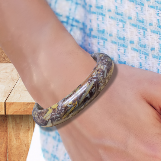 Bracelet jonc en Jaspe Bambou (BR402-2) - ENAE Minéraux