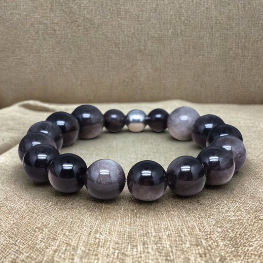 Bracelet en Obsidienne argentée 8 et 12mm