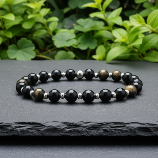 Bracelet en Obsidienne dorée 6mm