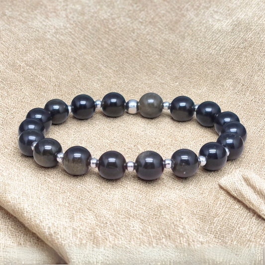 Bracelet en Obsidienne dorée 8mm
