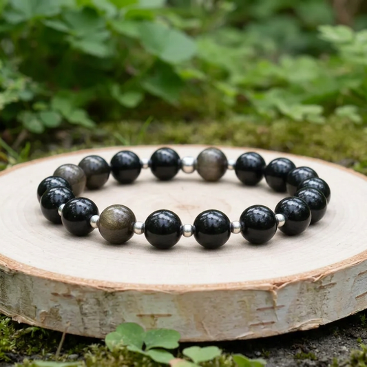 Bracelet en Obsidienne dorée 8mm