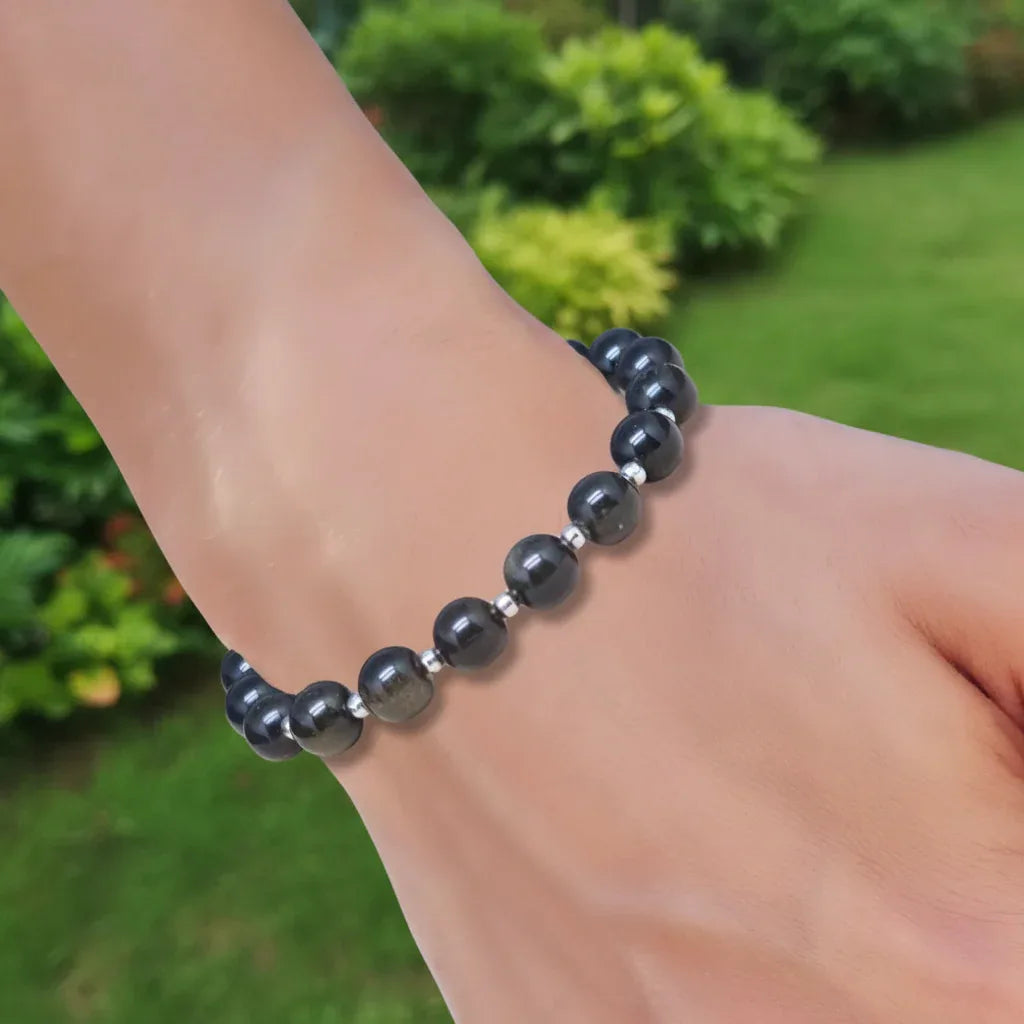 Bracelet en Obsidienne dorée 8mm