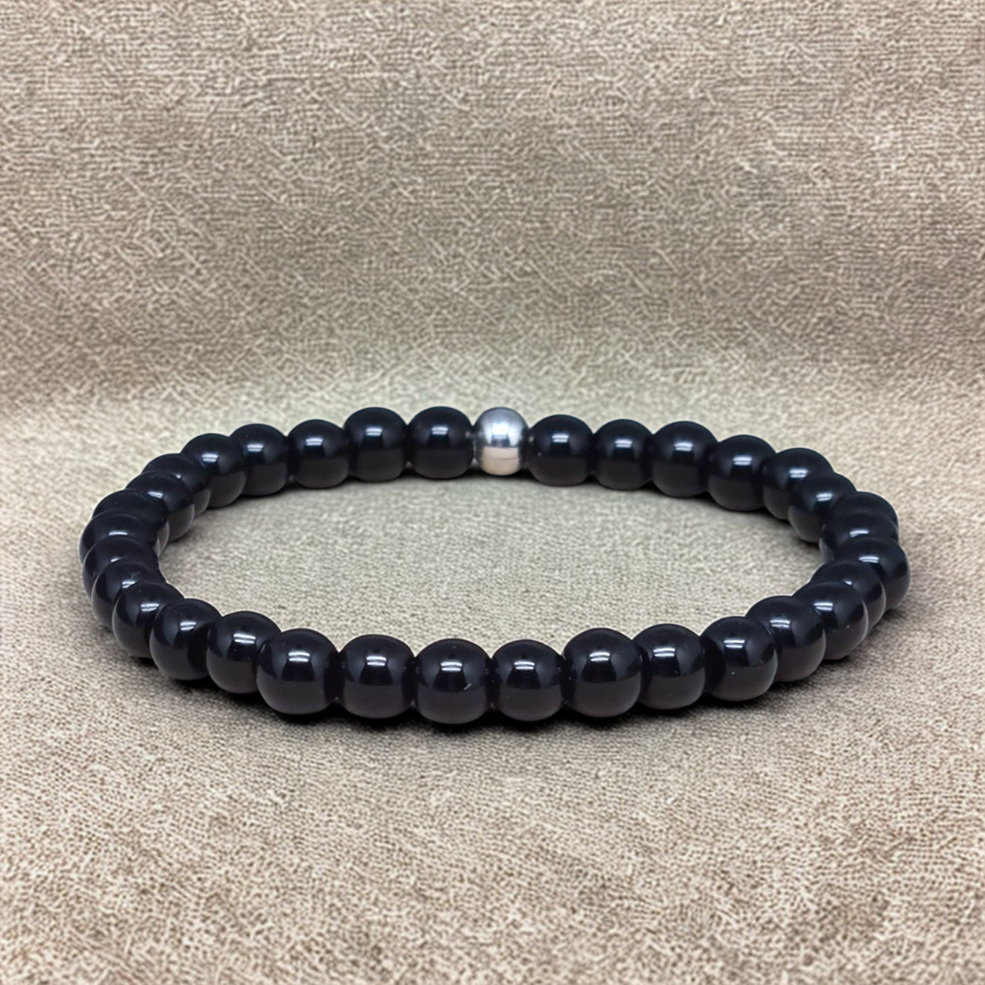Bracelet en Obsidienne noire 6mm