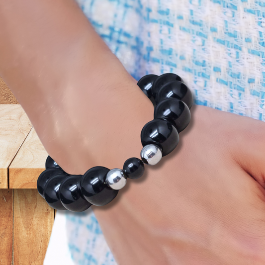 Bracelet en Obsidienne noire 8 et 12mm - ENAE Minéraux