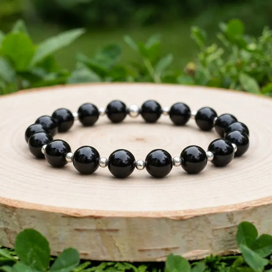 Bracelet en Obsidienne noire 8mm - 15
