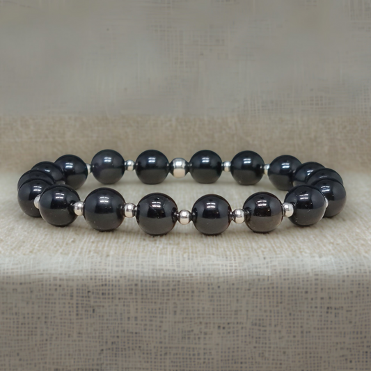 Bracelet en Obsidienne noire 8mm