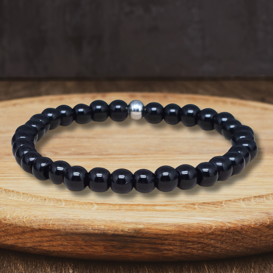 Bracelet en Obsidienne noire 6mm