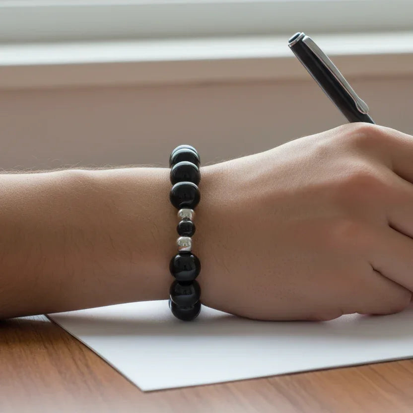 Bracelet en Obsidienne noire 8 et 12mm