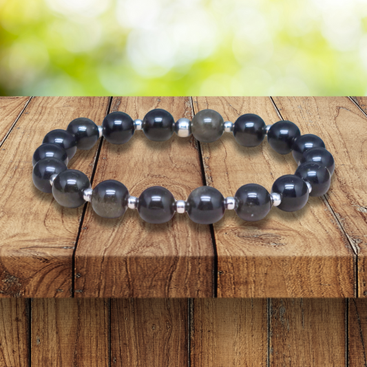 Bracelet en Obsidienne dorée