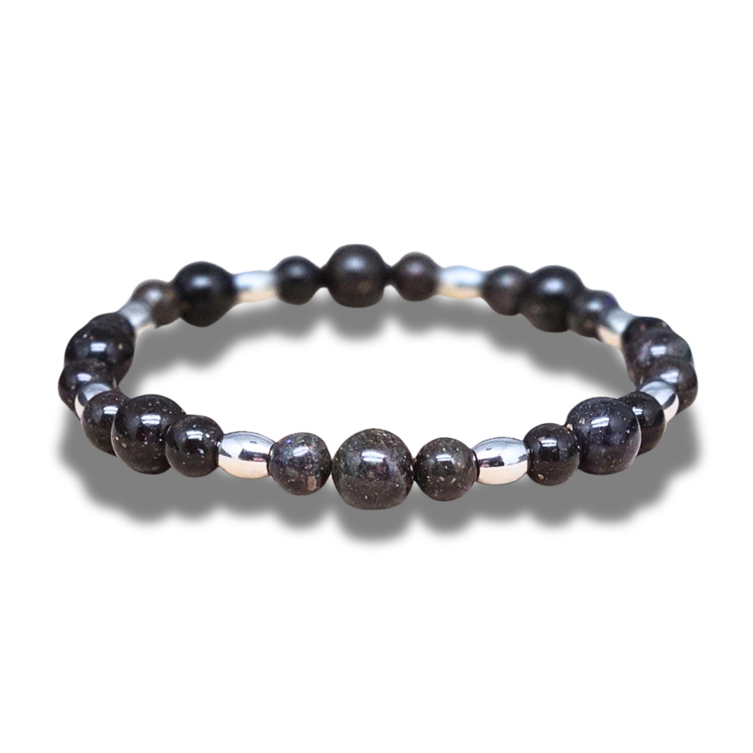 Bracelet en Opale noire du Honduras 6 et 8mm - ENAE Minéraux