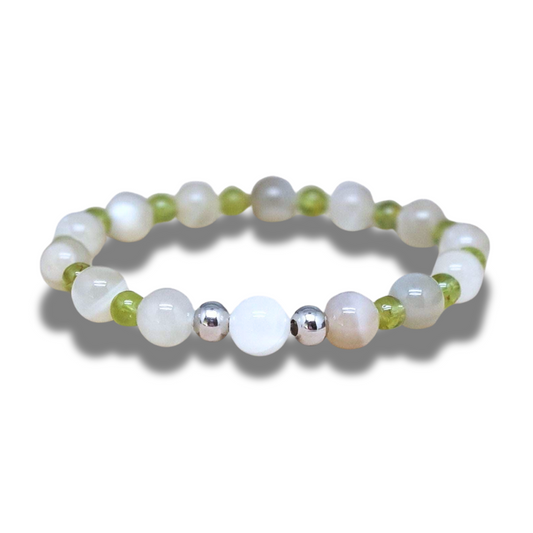 Bracelet en Péridot et Pierre de Lune - ENAE Minéraux