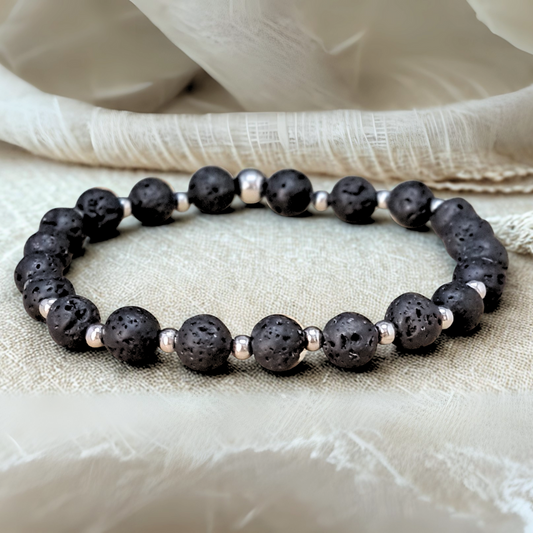 Bracelet en Pierre de Lave (Basalte : Scories)