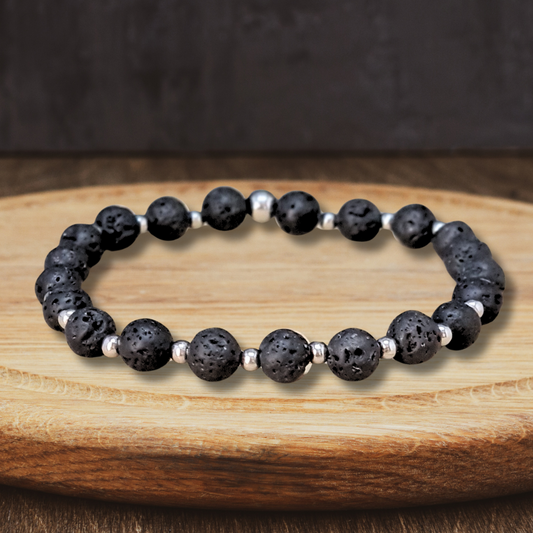 Bracelet en Pierre de Lave (Basalte : Scories) - ENAE Minéraux