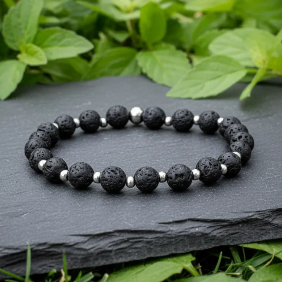 Bracelet en Pierre de Lave (Basalte : Scories)