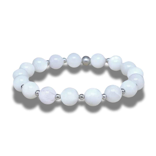 Bracelet en Pierre de Lune blanche - ENAE Minéraux