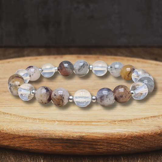 Bracelet en Quartz Lodolite et Cristal de roche - ENAE Minéraux