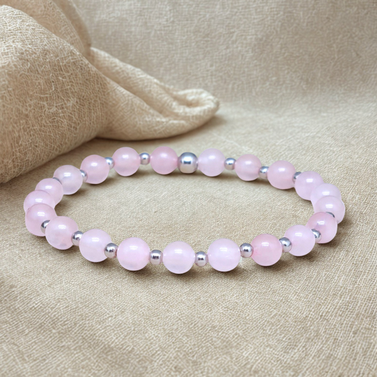 Bracelet en Quartz rose 6mm