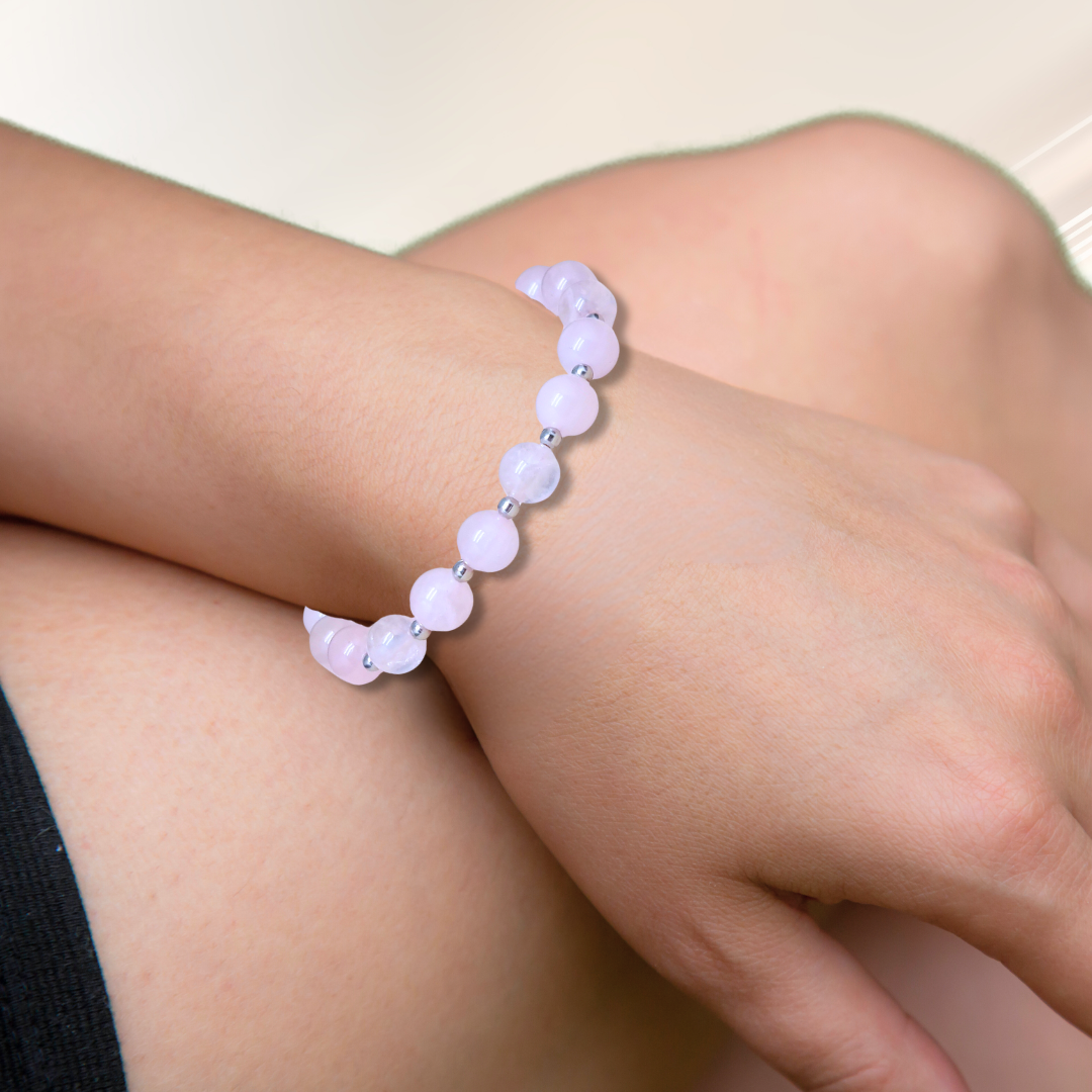 Bracelet en Quartz rose 8mm