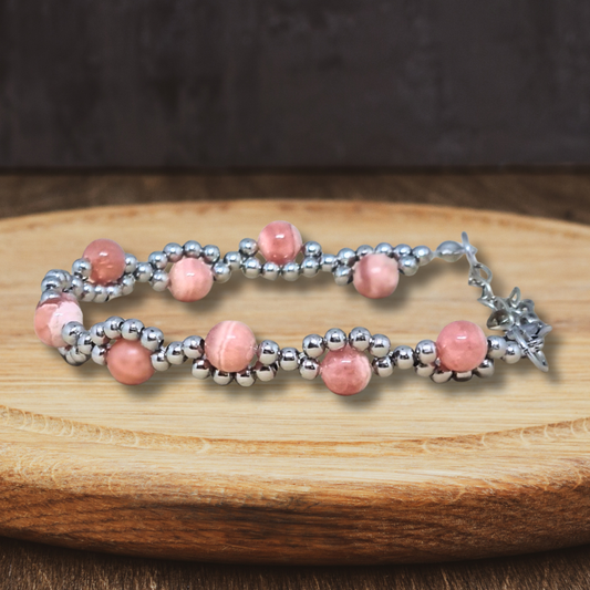 Bracelet tissé en Rhodochrosite - ENAE Minéraux
