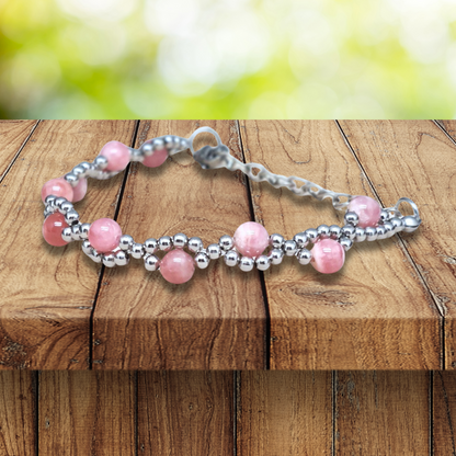 Bracelet tissé en Rhodochrosite