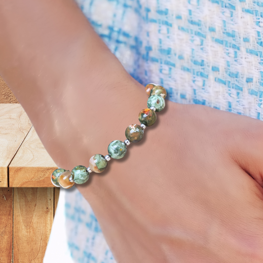 Bracelet en Rhyolite Rain Forest - ENAE Minéraux