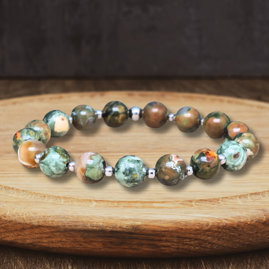 Bracelet en Rhyolite Rain Forest - ENAE Minéraux