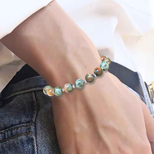 Bracelet en Rhyolite Rain Forest - ENAE Minéraux