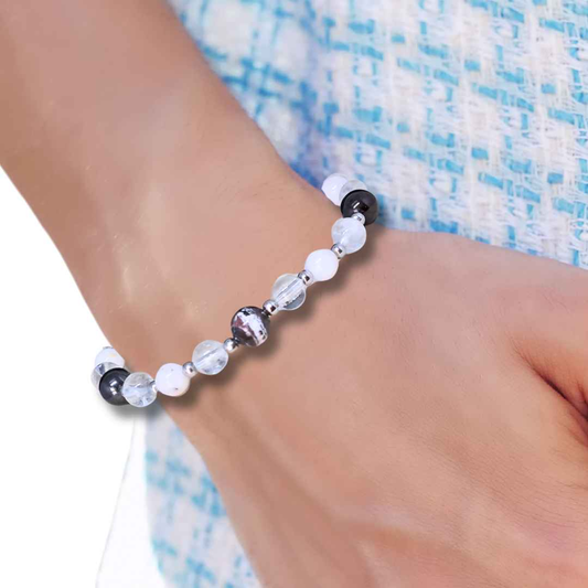Bracelet en Sugilite, Opale rose et Cristal de Roche - ENAE Minéraux