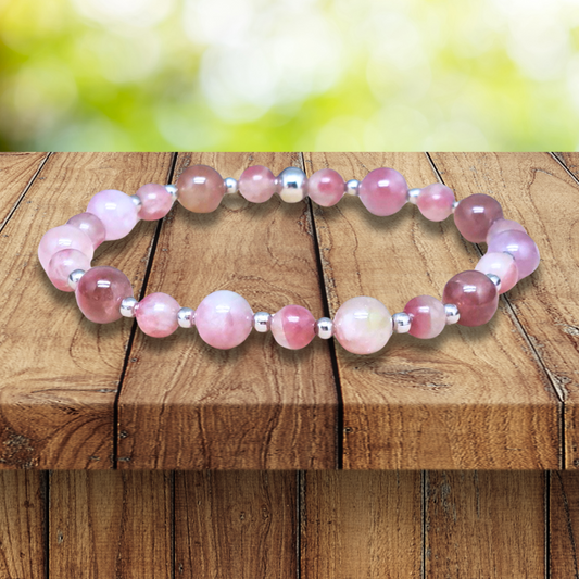 Bracelet en Tourmaline rose (Rubellite) 6 et 8mm