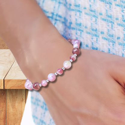 Bracelet en Tourmaline rose (Rubellite) 6 et 8mm - ENAE Minéraux
