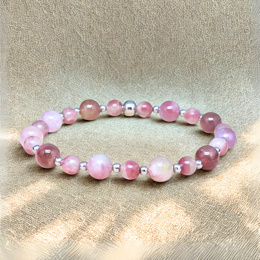 Bracelet en Tourmaline rose (Rubellite) 6 et 8mm