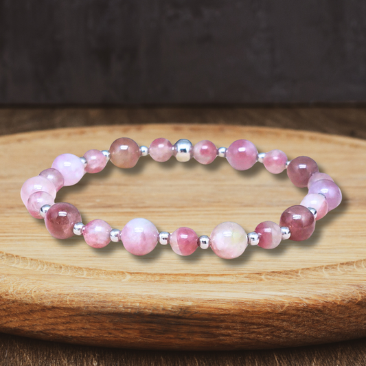 Bracelet en Tourmaline rose (Rubellite) 6 et 8mm - ENAE Minéraux